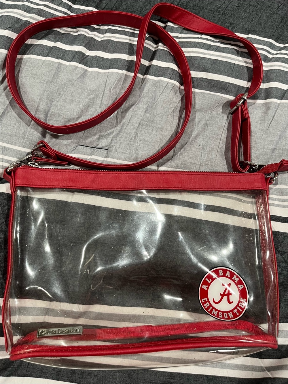 Clear Red Crossbody Bag with Alabama Crimson Tide Logo